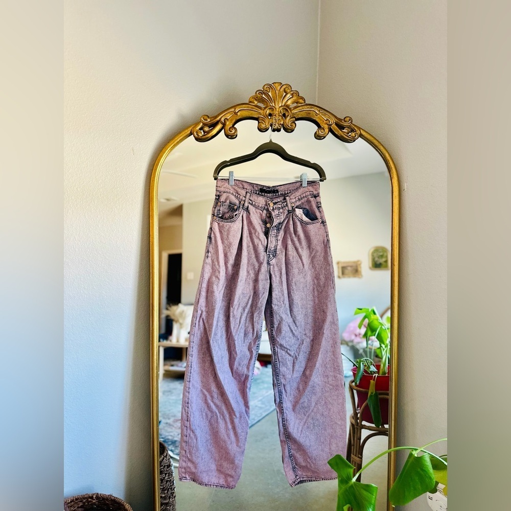 Snacks by mother pleated fun dip acid wash purple jeans size 26